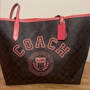 Coach Signature Brown and Pink Tote